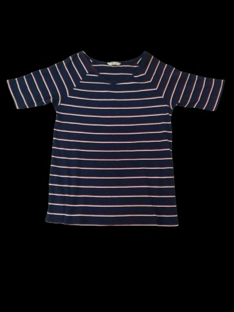 DNMX Navy Blue Striped T Shirt