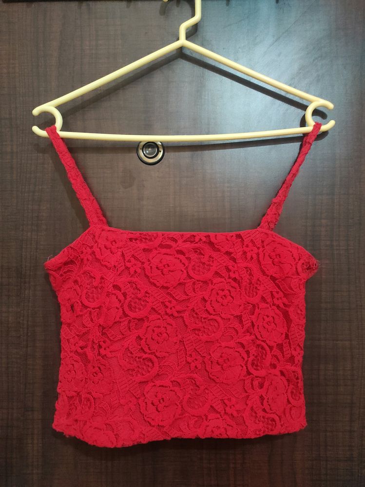 BEAUTIFUL RED LACE CROP TOP