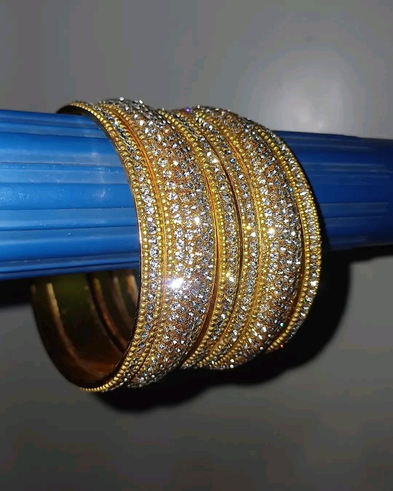 Golden White Bangles/Kada