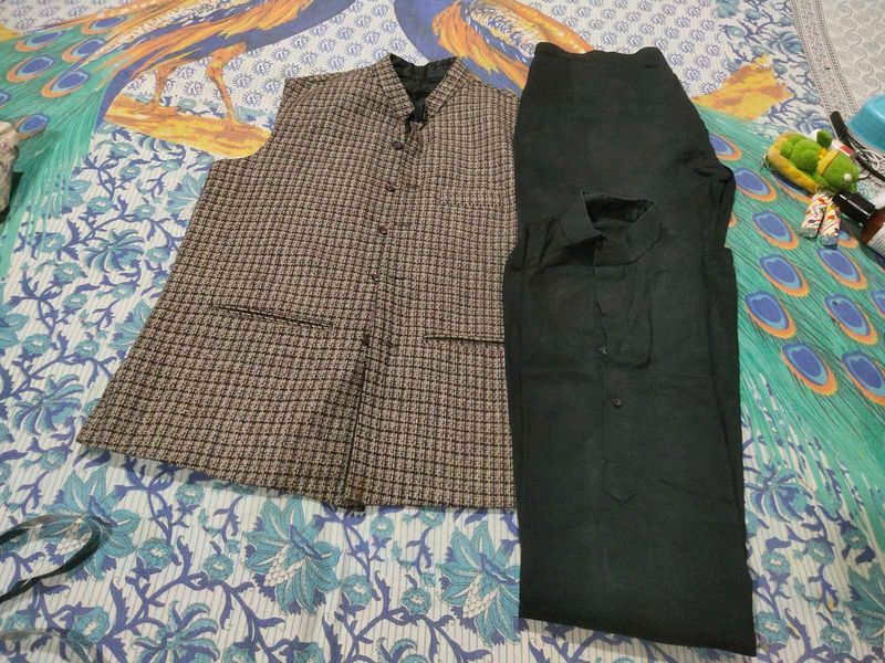 Men Kurta Pants And Vest Winter