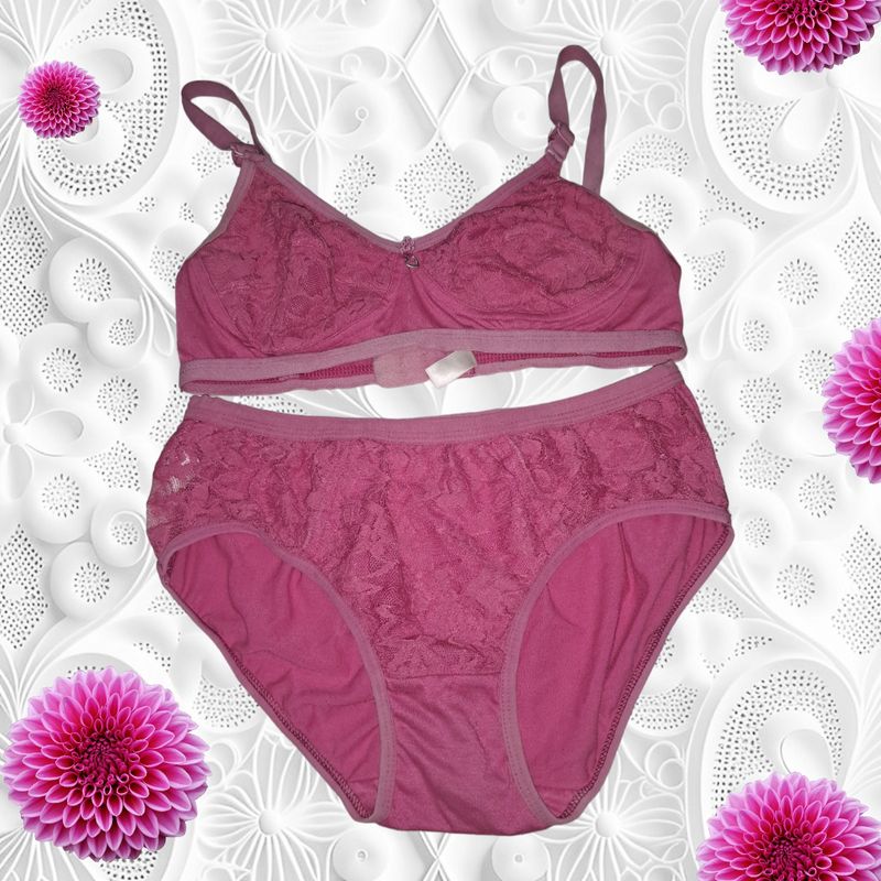 Lace Cotton Bra & Panty Set Xl 👙💝