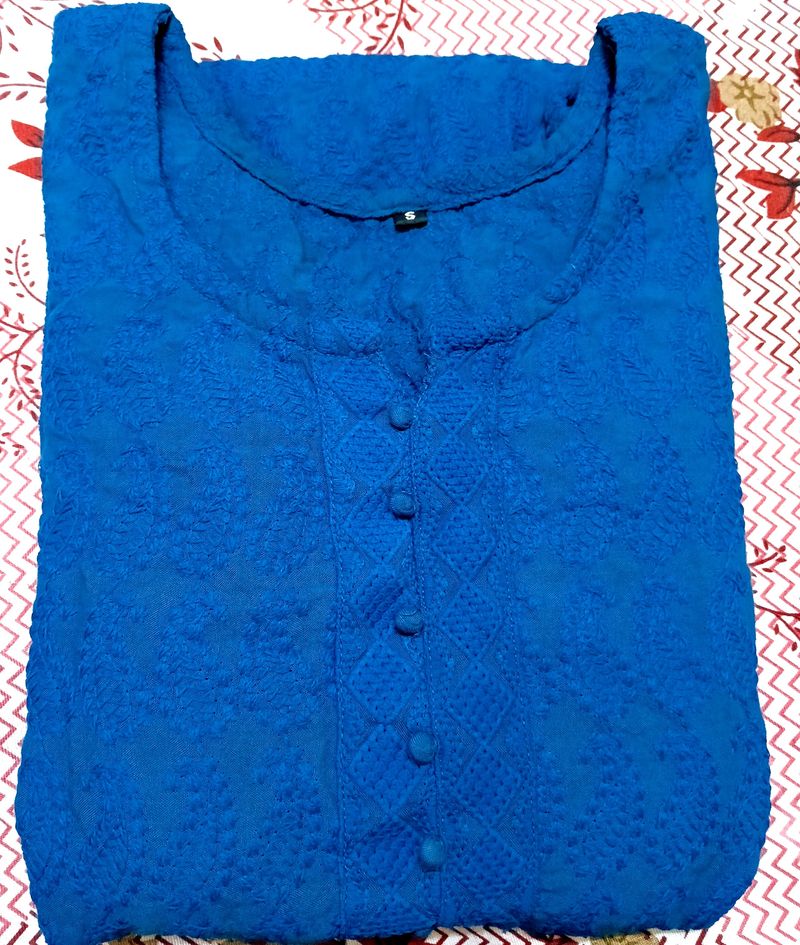 Blue Chikankari Kurti