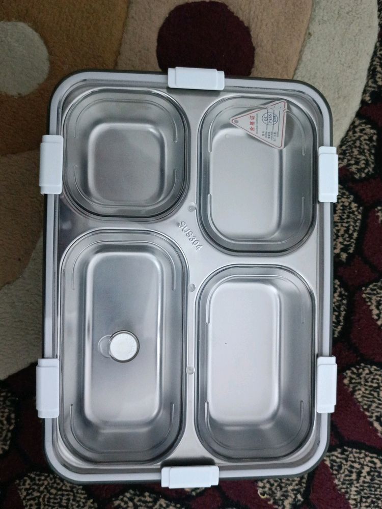 Brand New 4 COMPARTMENT Steel Lunch Box For Kids