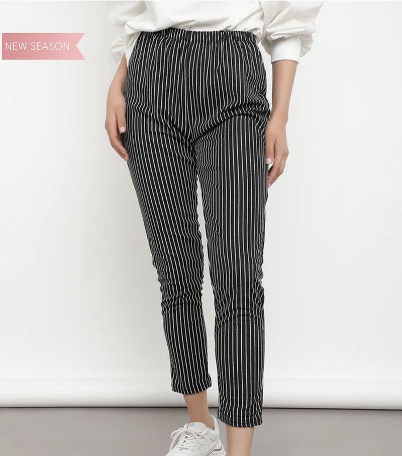 pinstripe black trousers