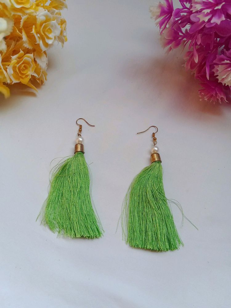 Silk Thread Tassel Earrings