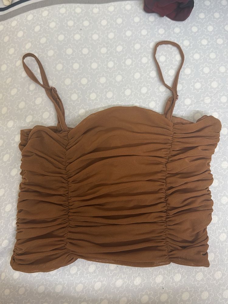 Brown crunched Top