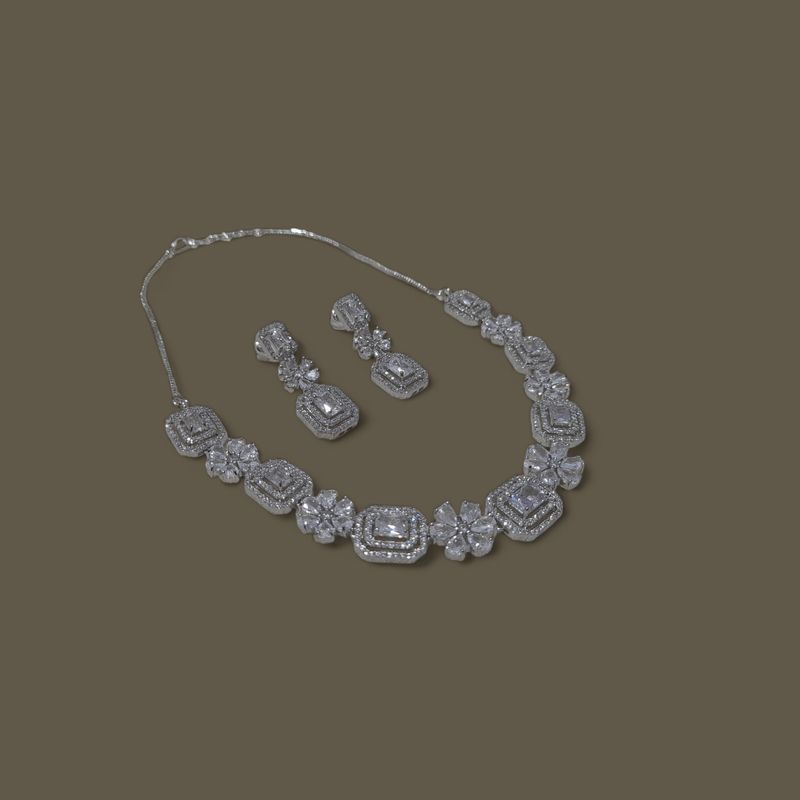 American Diamond Silver Polish Necklace