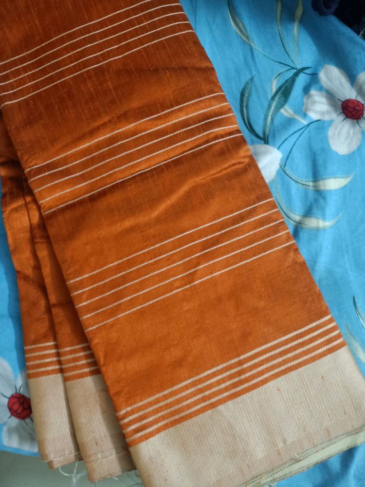 Saree Orange And Grey