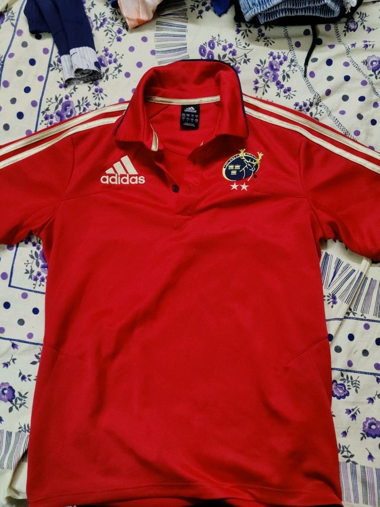 Original Adidas Rugby Red Tshirt, Size: S.