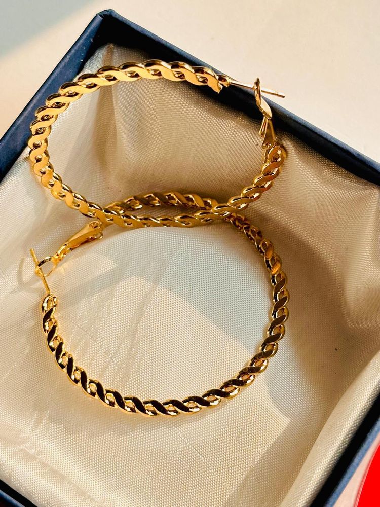 Gold Plated Round Hoop Earrings