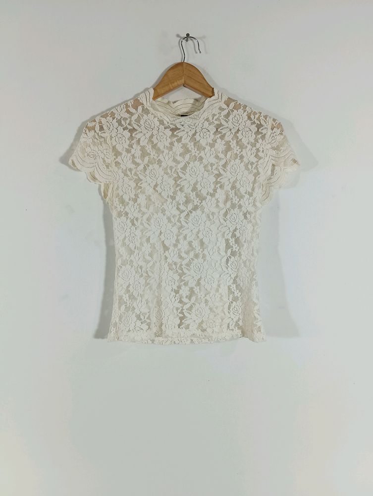 Cream Lace Casual Top (Women)