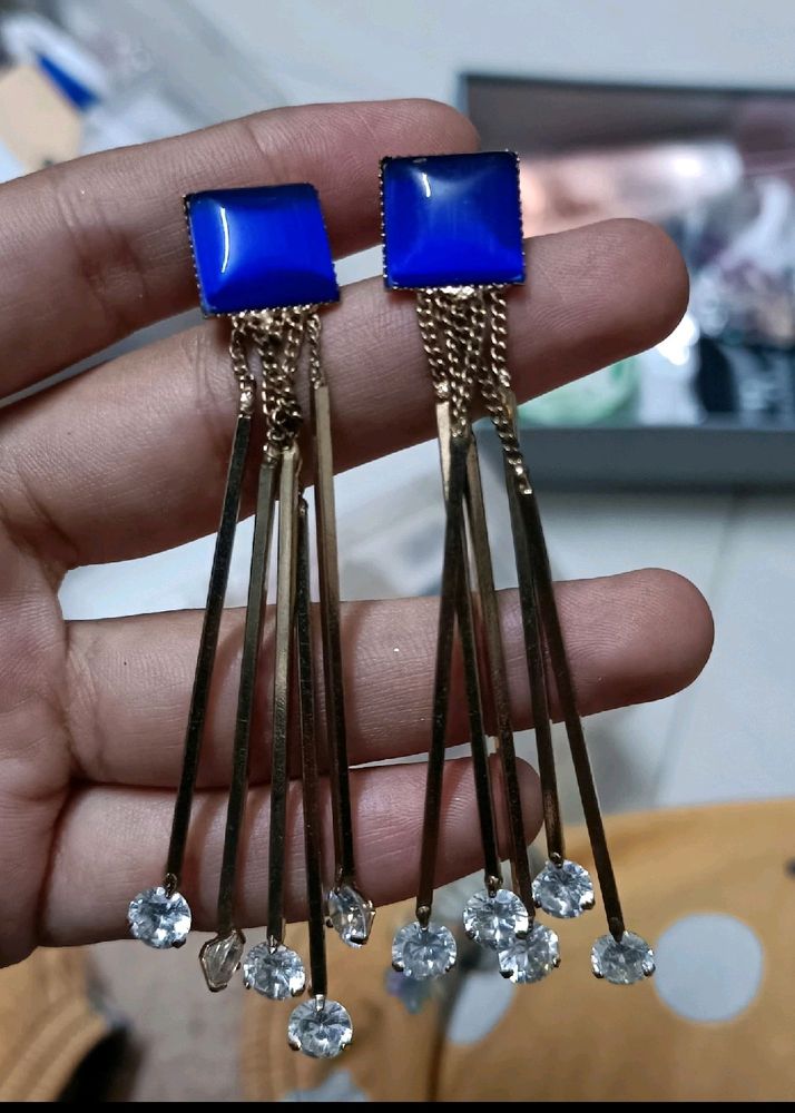 Blue And Golden Earrings