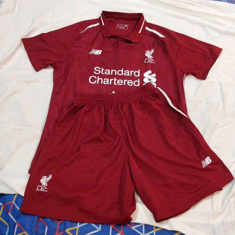 Red Football Jersey & Shorts Combo Liverpool FC