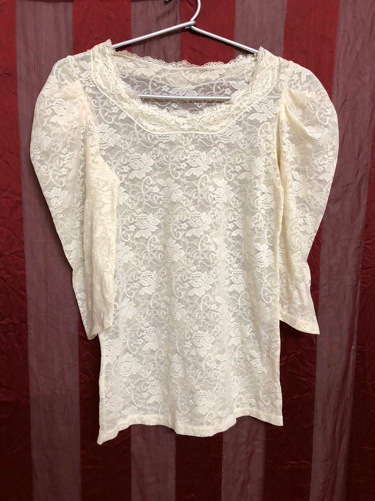 Cream Short Sleeve Top