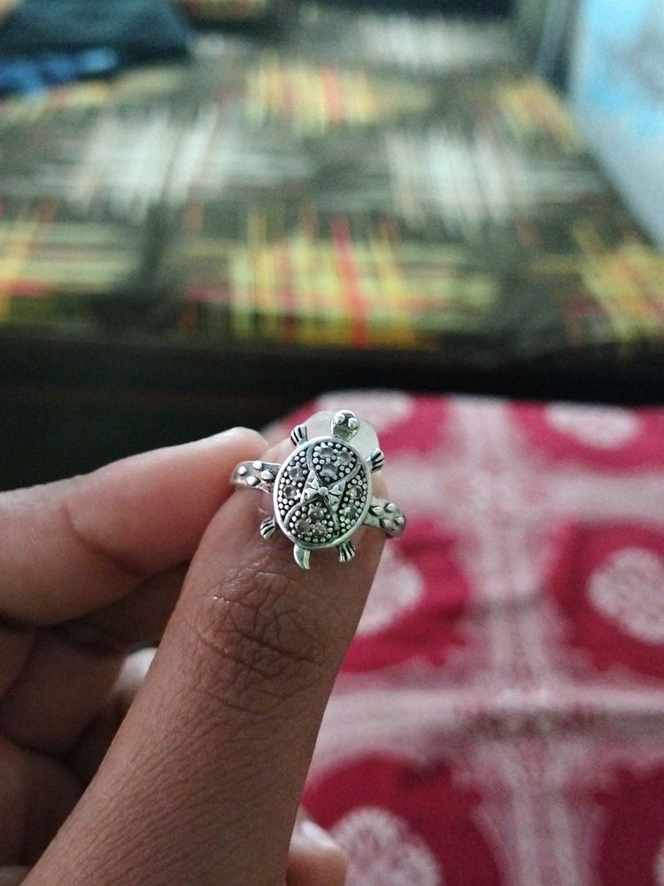 Pure Silver Tortoise Ring