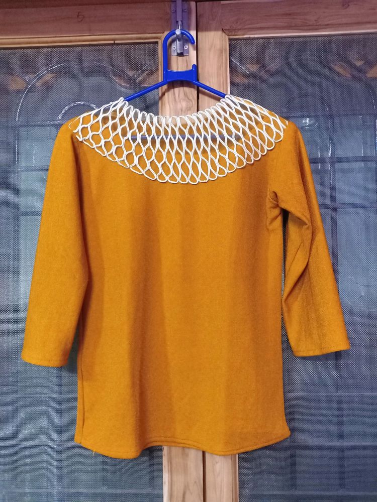 Mustard Yellow High Neck Top (Size: M)