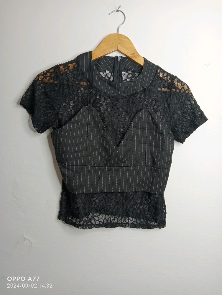 Black Casual Crop Top (Girl' s)