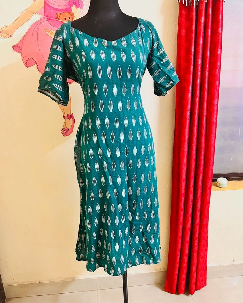 Green ikkat kurti