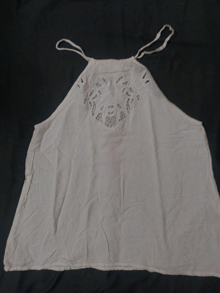 White Sleeveless Designer Top