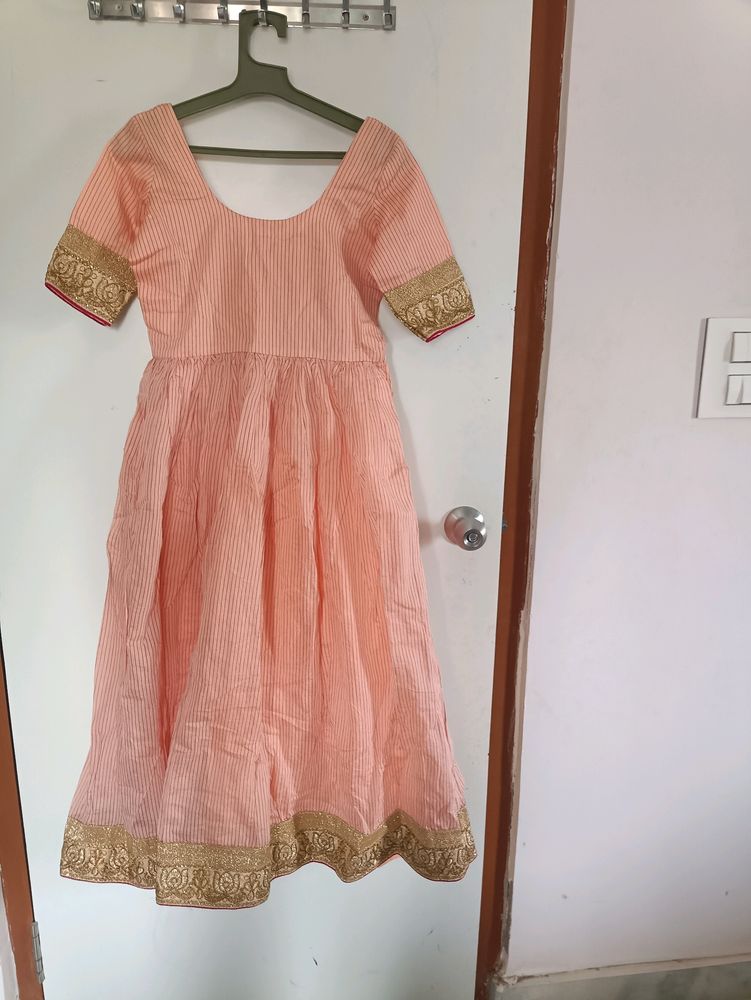 Peach Coloured Anarkali Kurti.