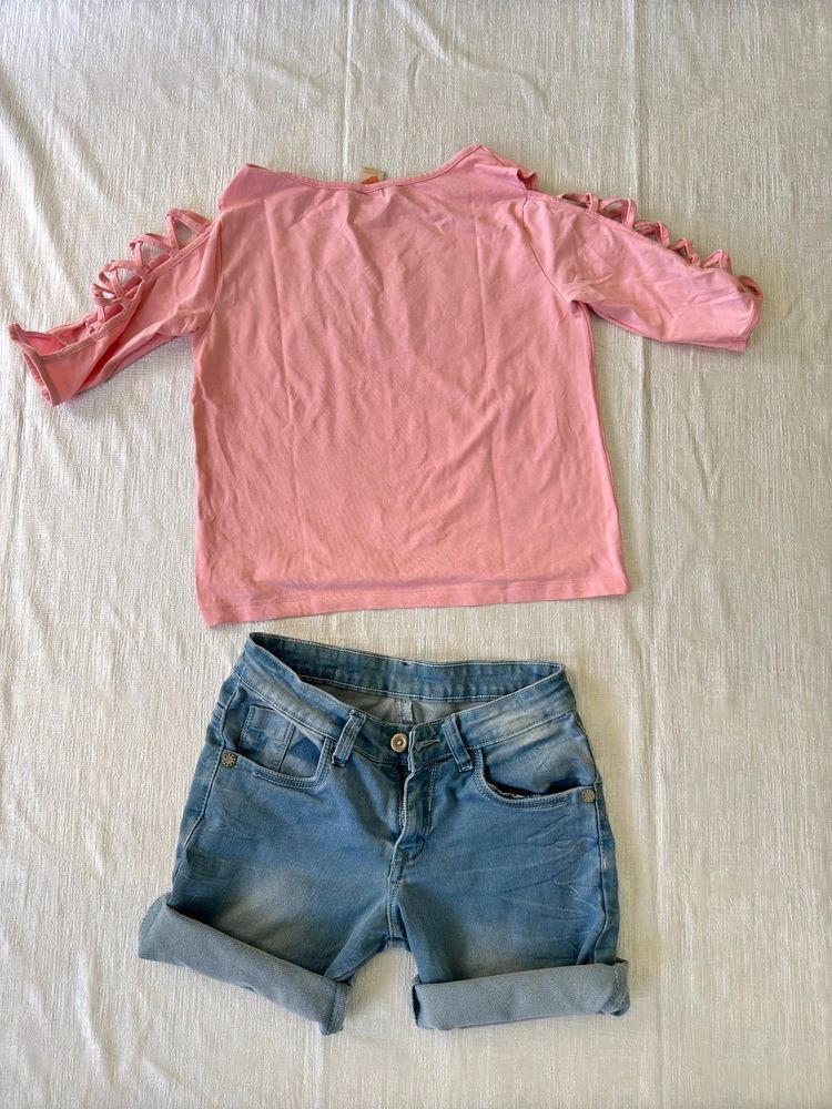 Blue Denim Folded Shorts