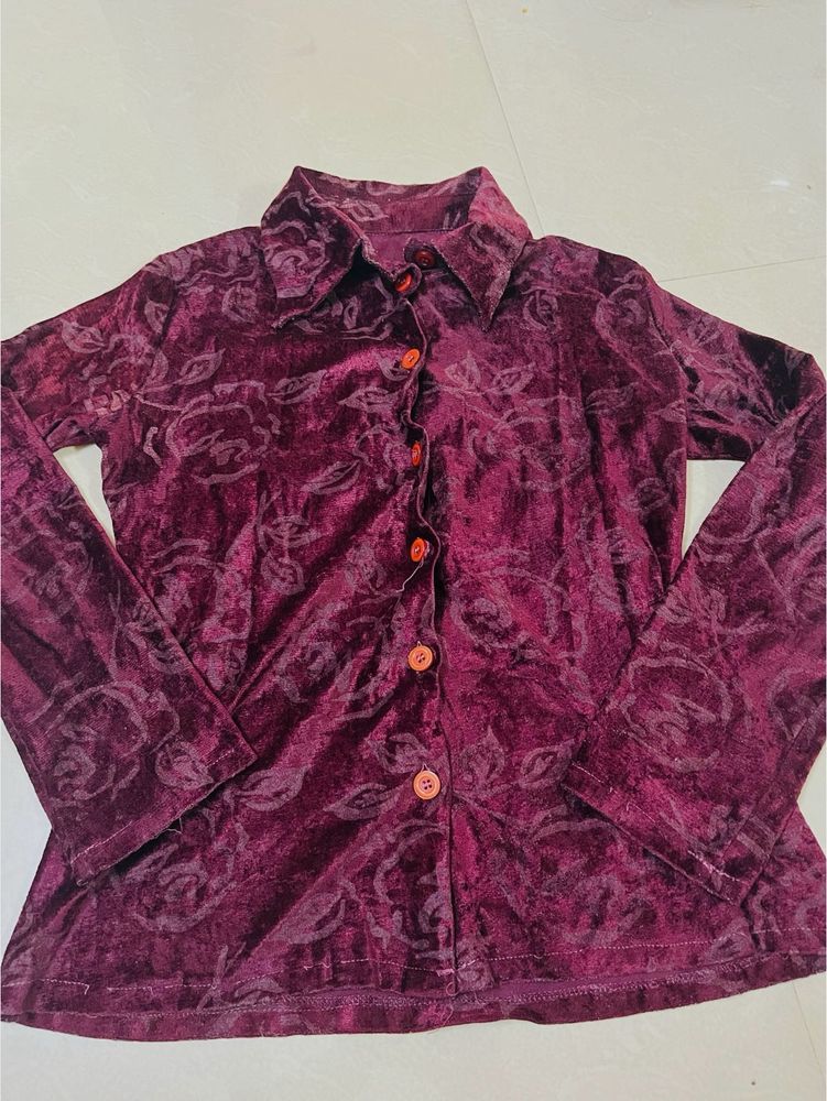 Women Velvet Party Wear Shirt