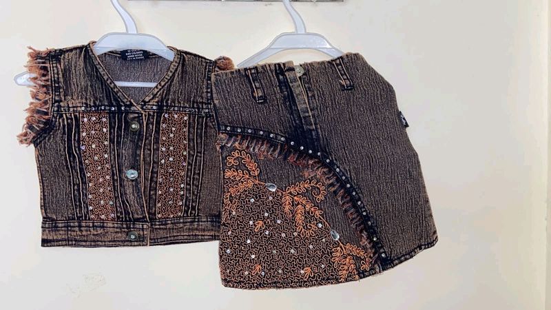 Baby Girl Denim Skirt Too Co-ord