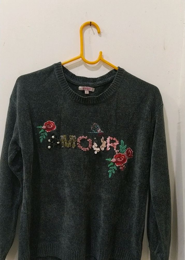 Ginger Embellished Round Neck Sweater/Cardigan