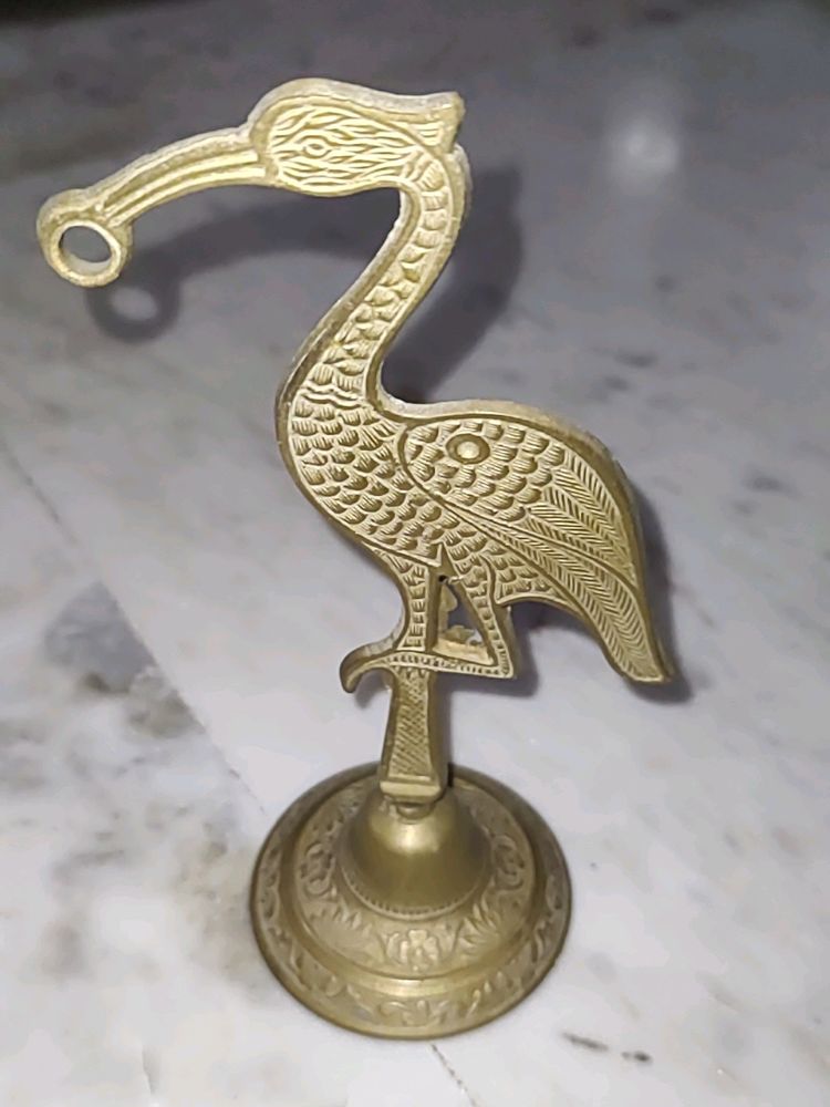 Brass  One Legged Stork Statue