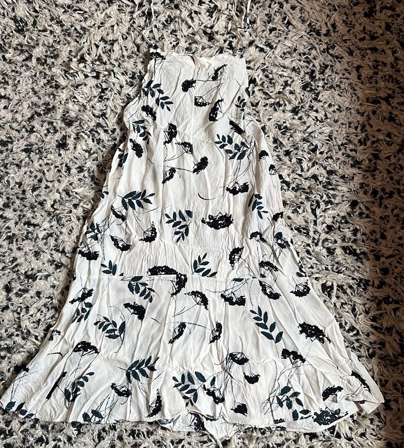 Halter Neck White Printed Dress