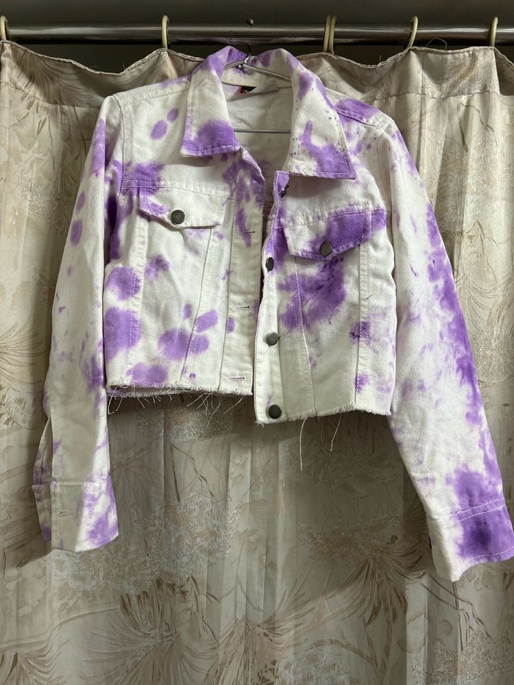 White Tie Dyed Denim Jacket