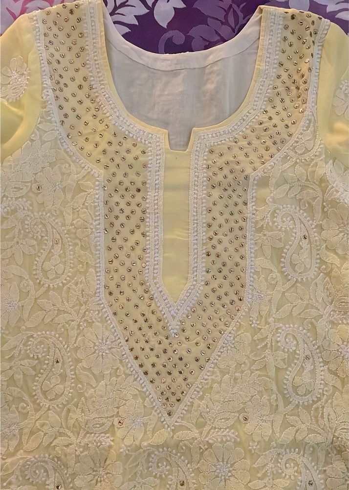 Chikkankari Kurta With Lining