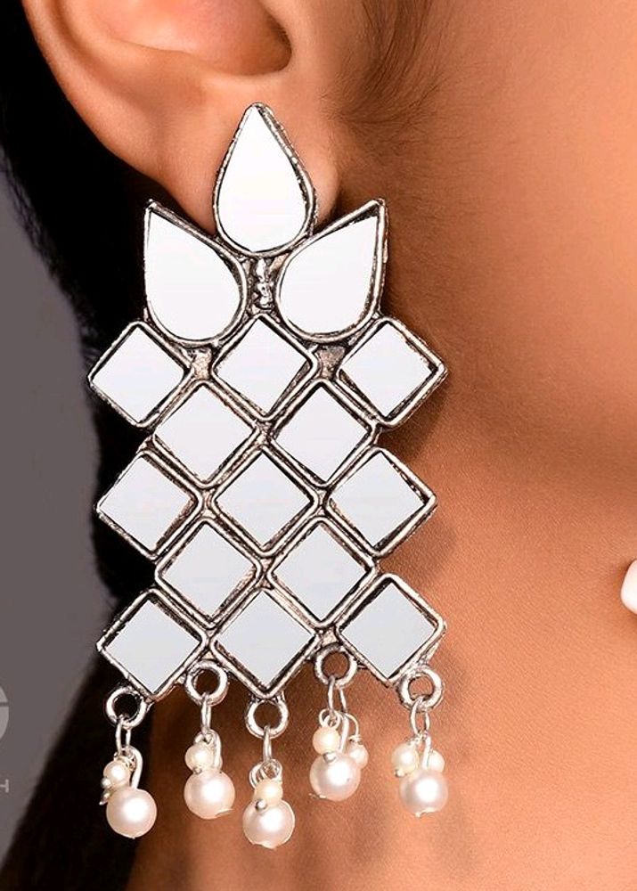 MIRRORS ON MY EARS - STATEMENT EMBELLISHED EARRING