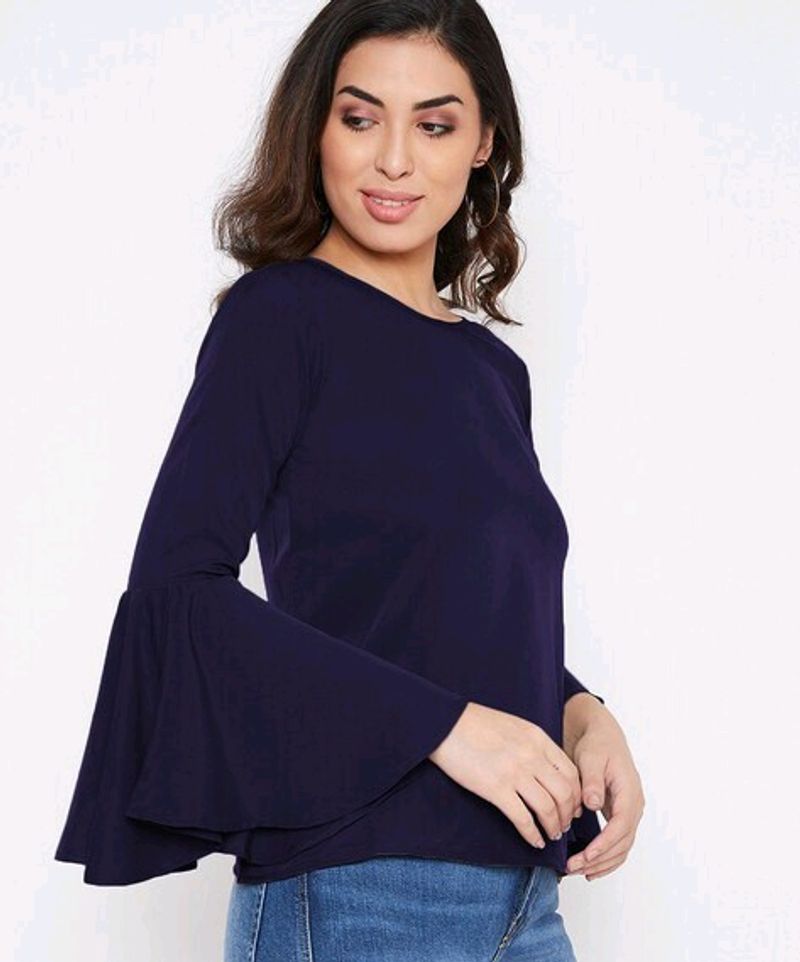 Navy Blue Flare Sleeve Top (M)