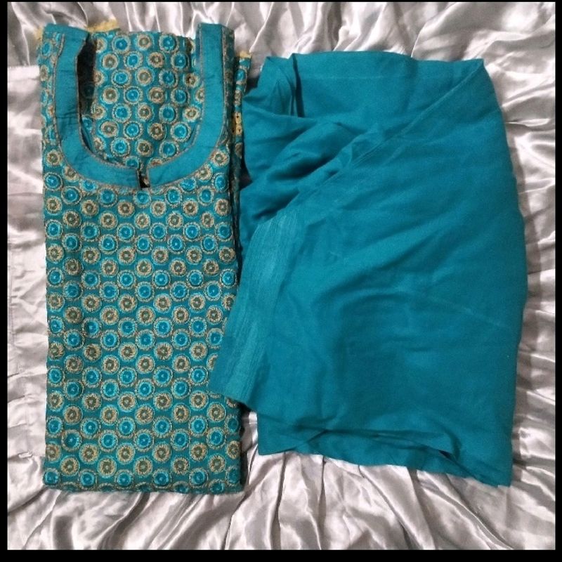 Embroidered Kurta With Semi Patiala Salwar