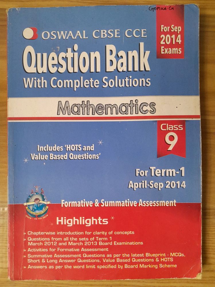 Oswaal Question Bank - Mathematics Class 9 Part 1