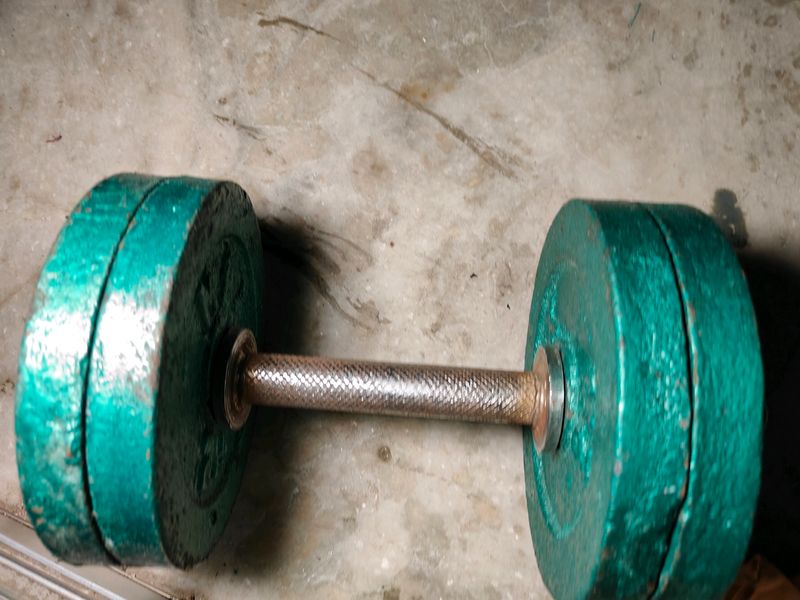 Iron Dumbbell 15kg And Rod +250 Gm