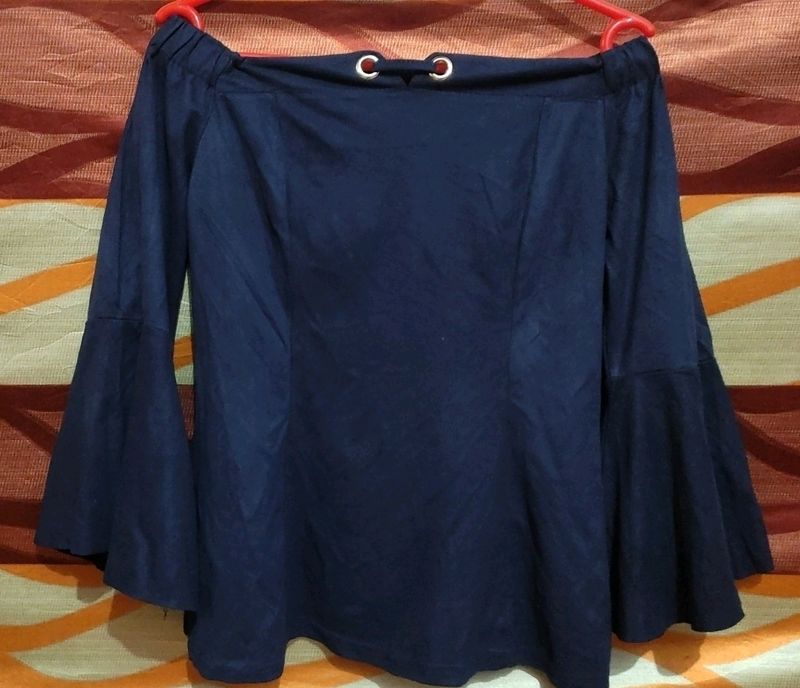 Beautiful Navy Blue Color Off Shoulder Top