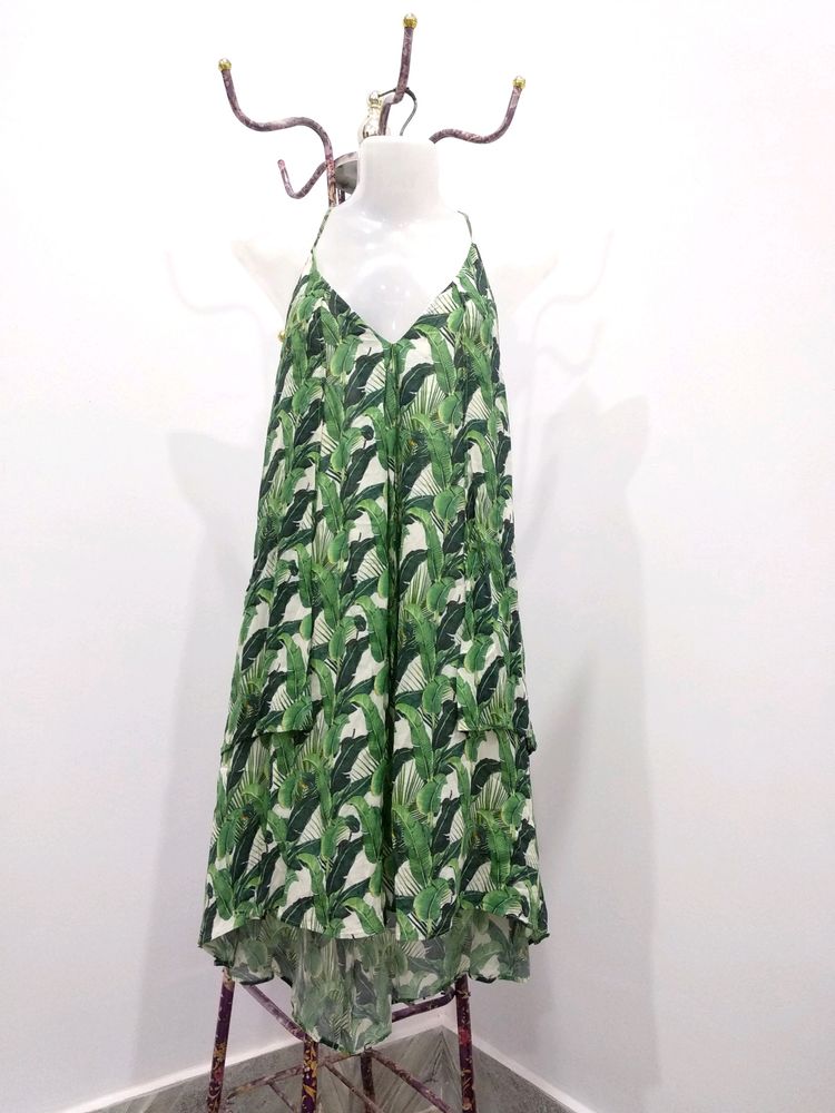 Leafy Printed String Dress