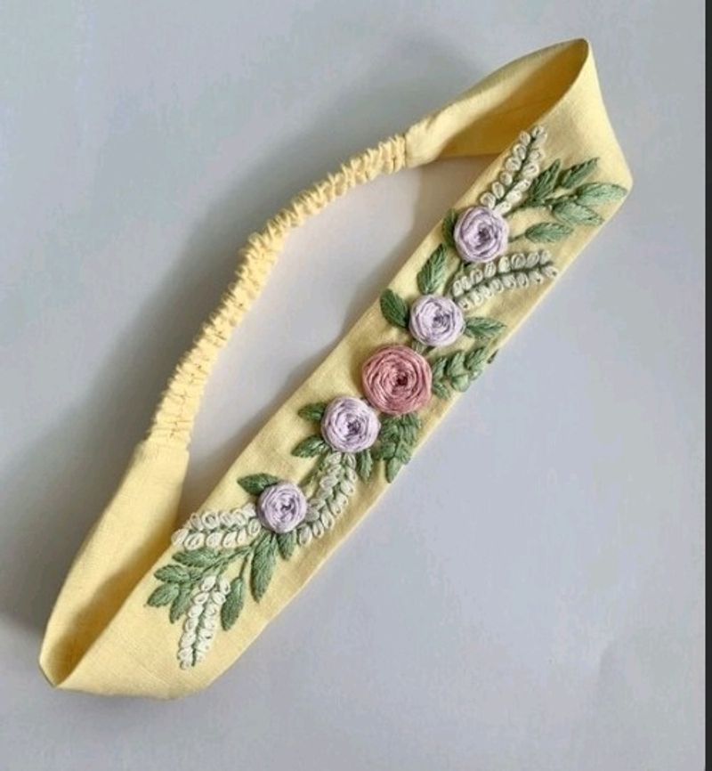 Beautiful Yellow Embroidered Head Band 💛