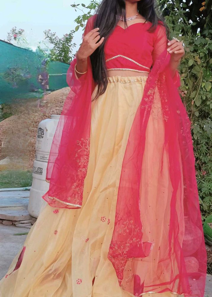 Rose Pink Organza Wedding Lehenga