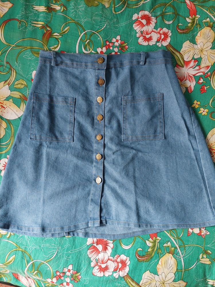 Cotton Denim Skirt