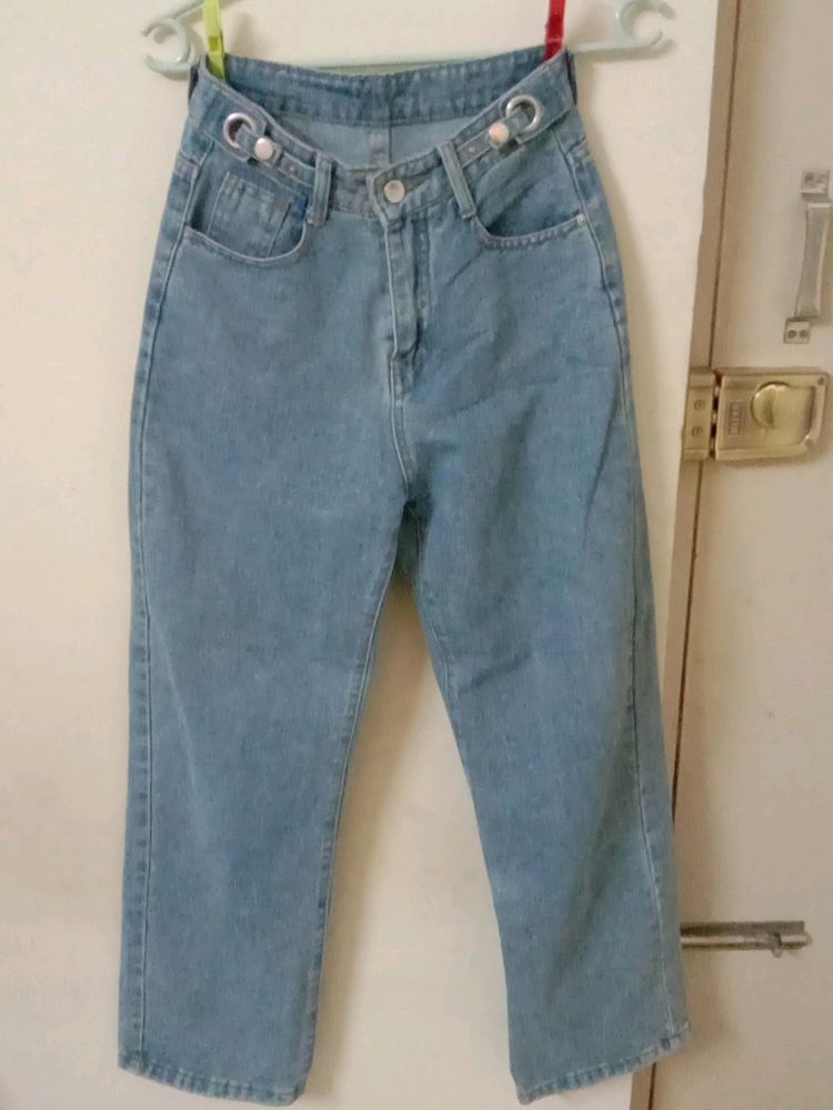 Denim Blue Straight Leg Jeans