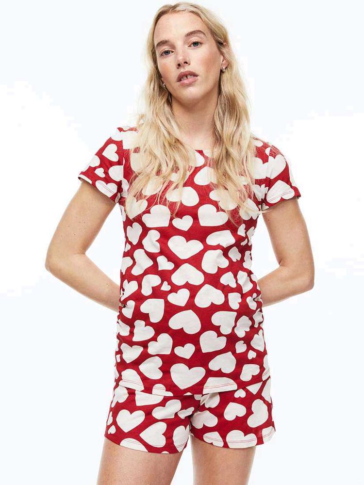 H&M MAMA Heart Prints Patterned pyjamas Top ONLY