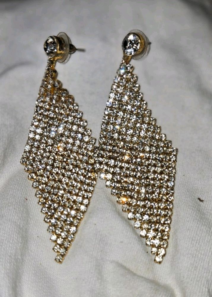 Gorgeous Sparkling Diamond Long Earrings