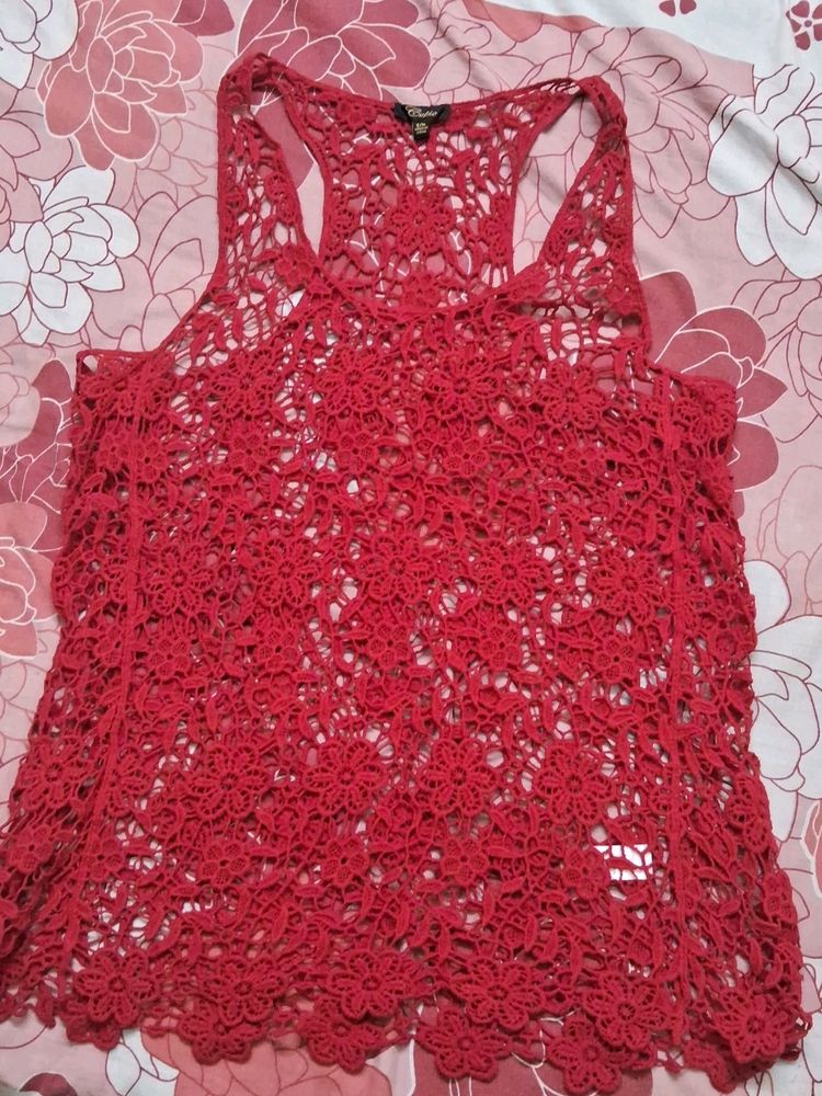 Red Crochet Cami