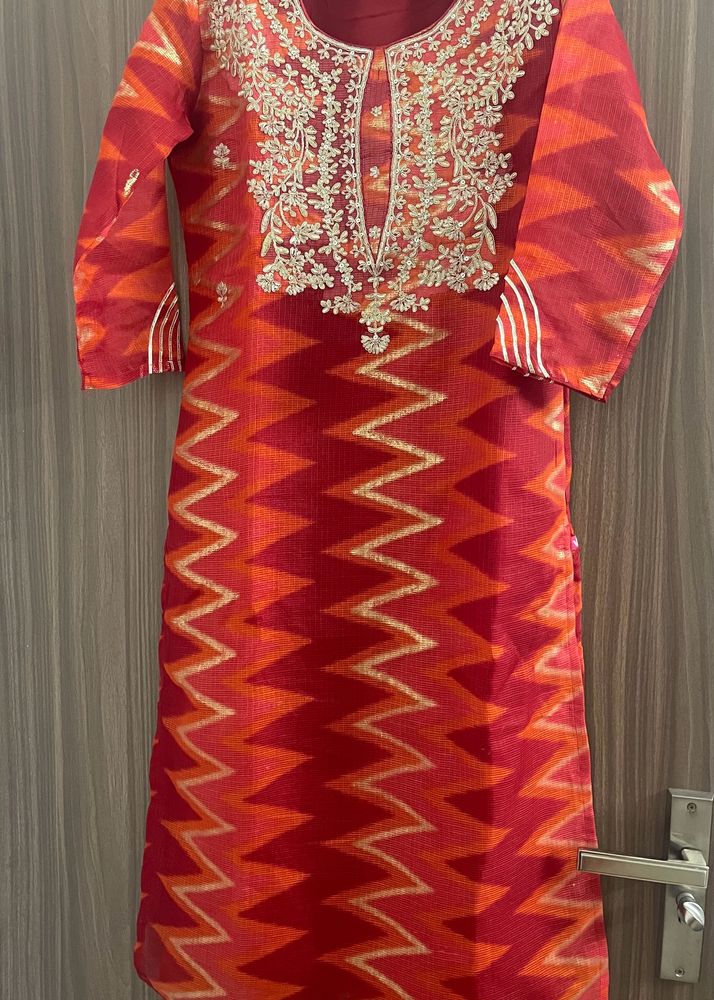 Varanga Orange Festive Kurta