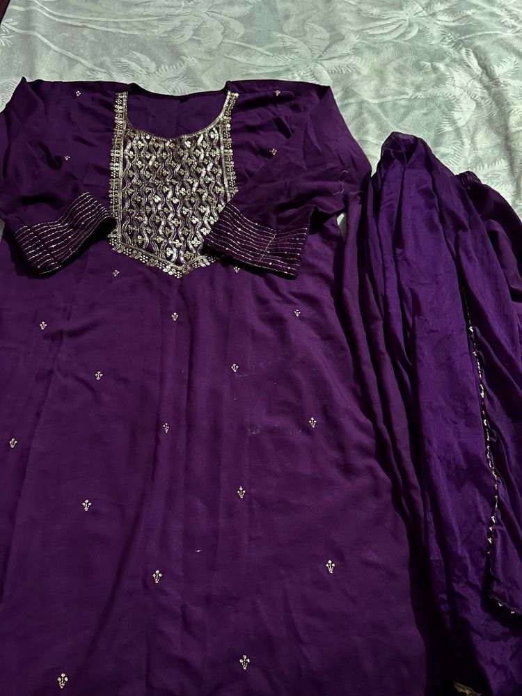 Purple Suit And Kurta Set