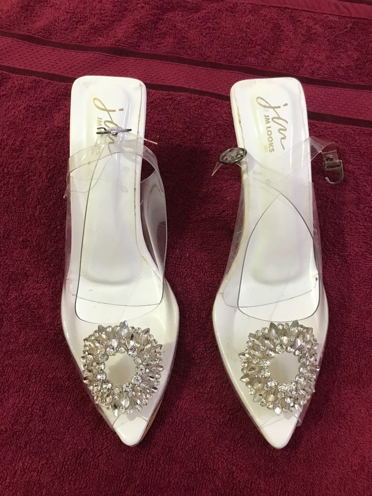 Transparent White Heels Uk 4(Indian 37)