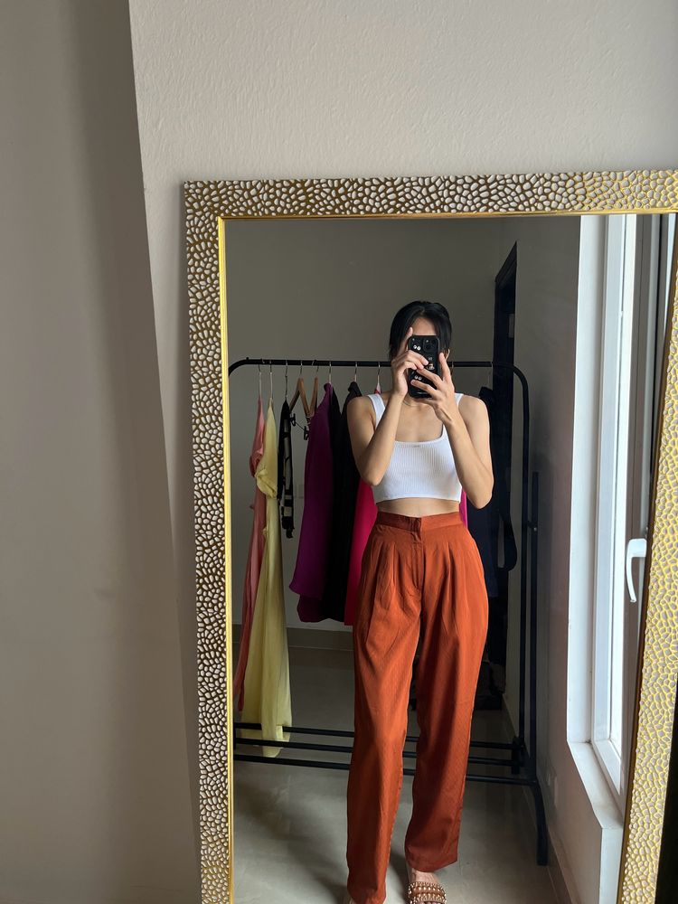 Rust Orange High Waist Pants